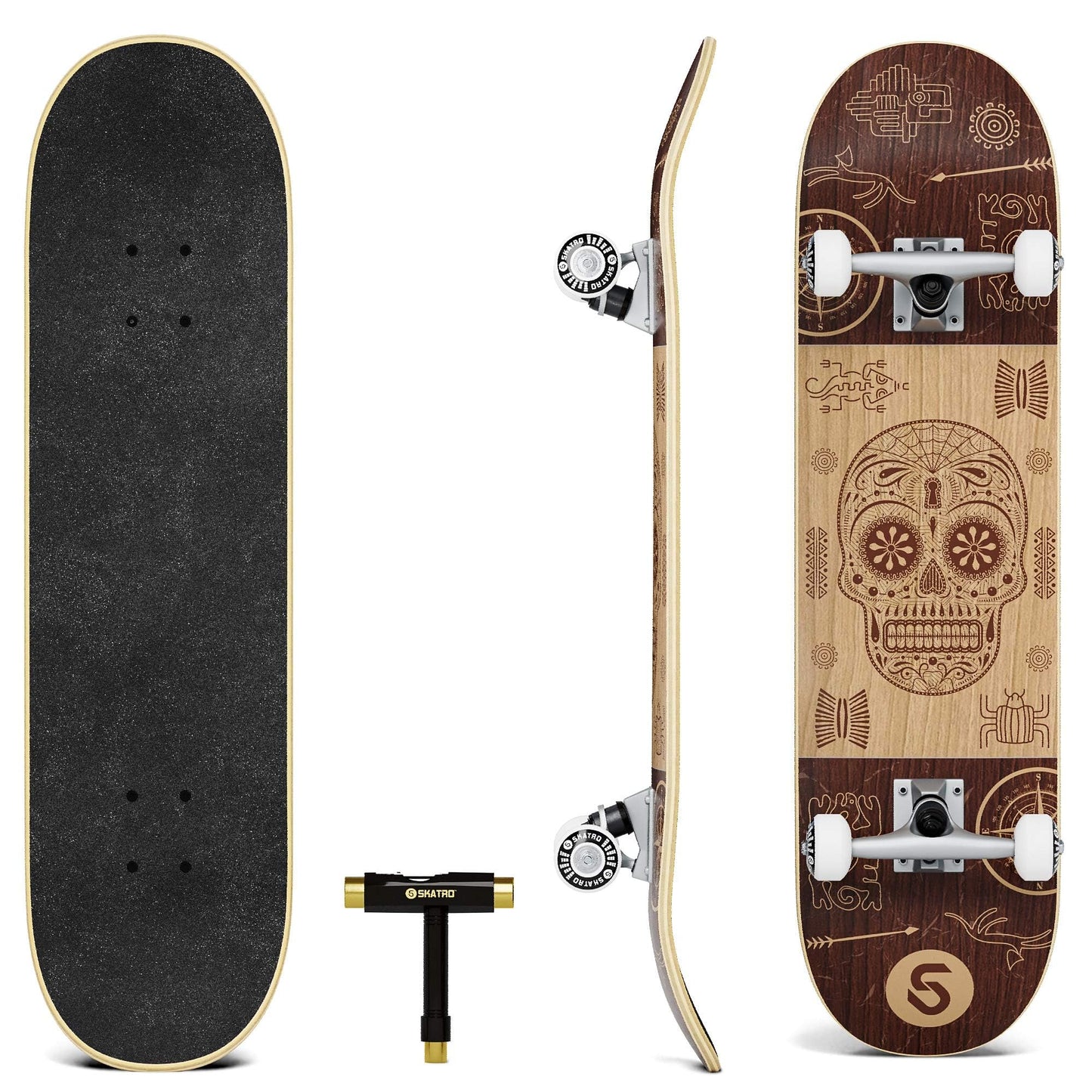 Skatro - Pro Skateboard 31" Complete Skateboard. Skate Board Ages: Adults, Boys, Girls, Beginners, and Kids