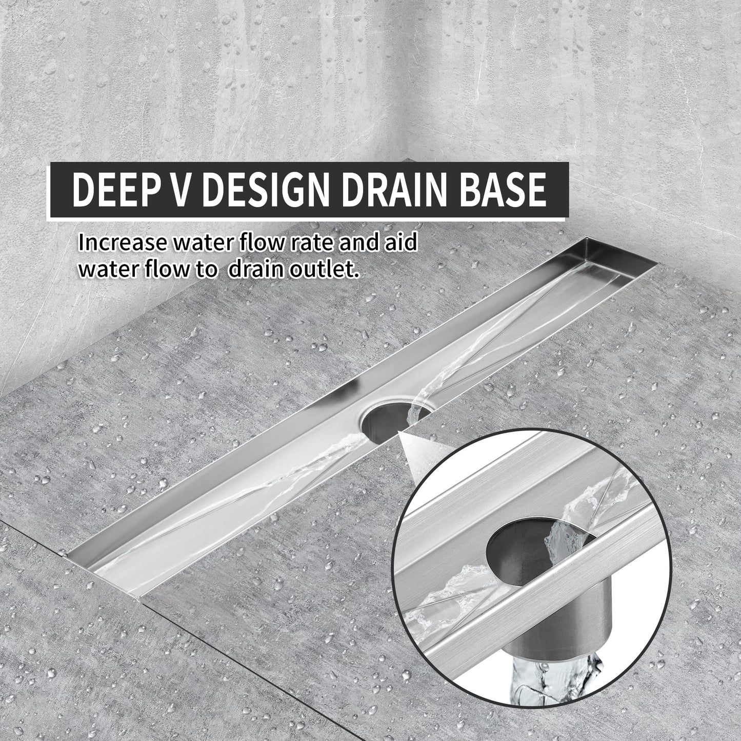 BAUNVB Linear Shower Drain, Brushed Nickel Shower Drain 36 Inch with Removable Grate, SUS-304 Stainless Steel Rectangle Floor Drain with Leveling Feet and Hair Strainer, Bathroom Modern Drain SD-101