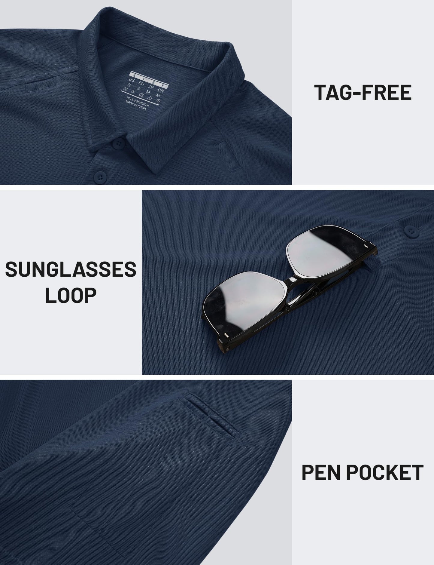 TACVASEN Polo Shirts for Men Short Sleeve Quick Dry UPF 50+ Collared shirt