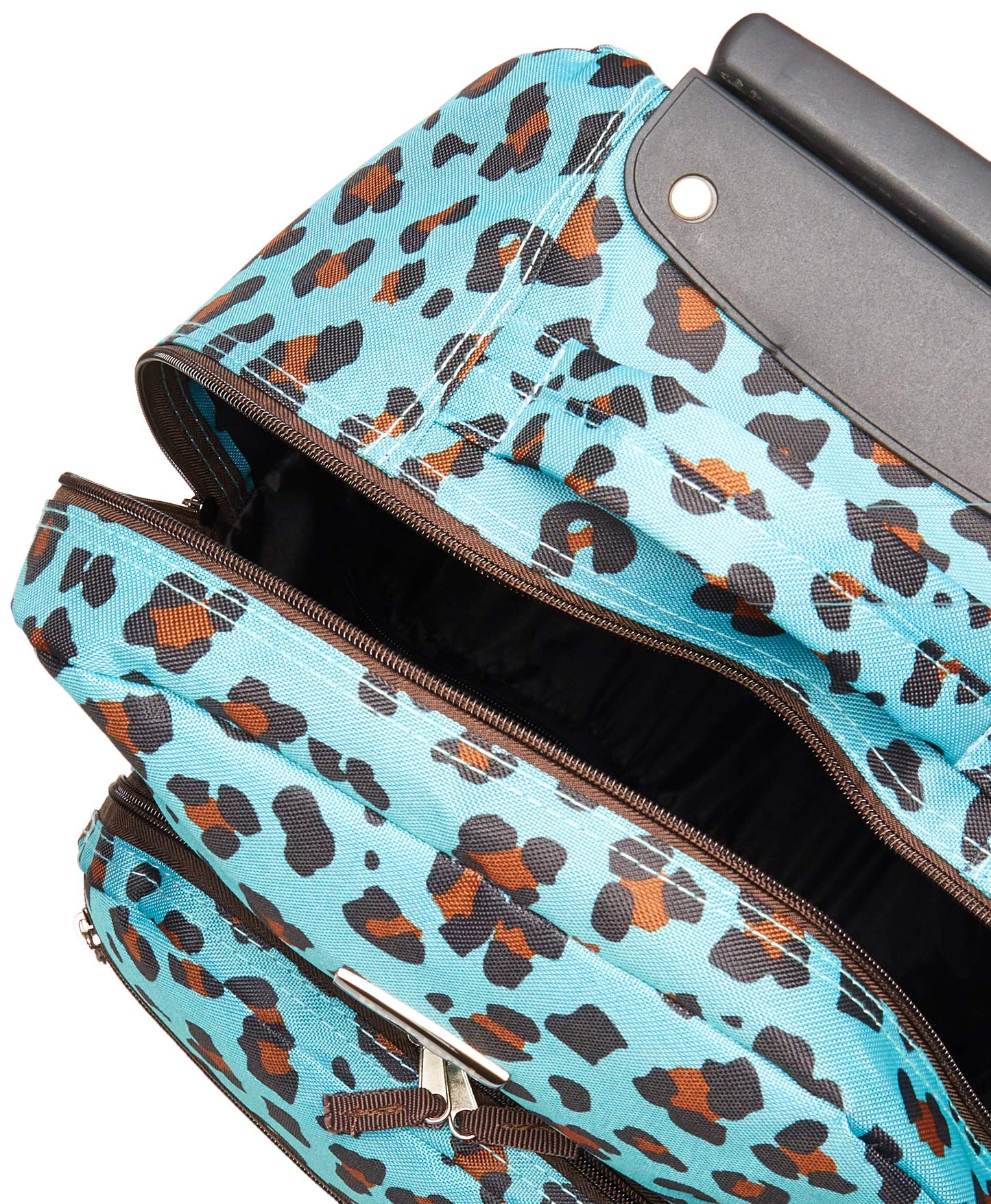 Rockland Double Handle 17" Rolling Backpack, Blue Leopard