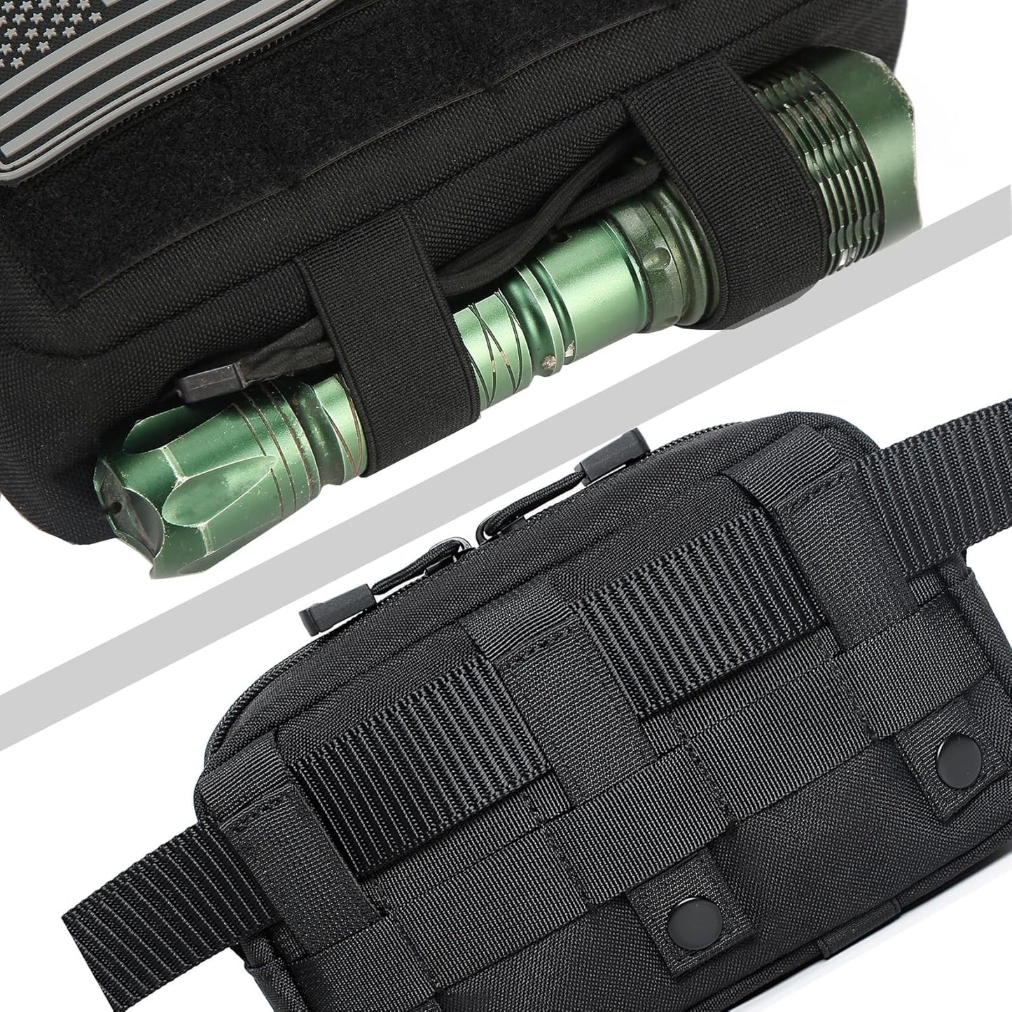 Skiennix Tactical Molle Horizontal Admin Pouch - EDC Utility Organizer Bag with Front Drawstring Pocket