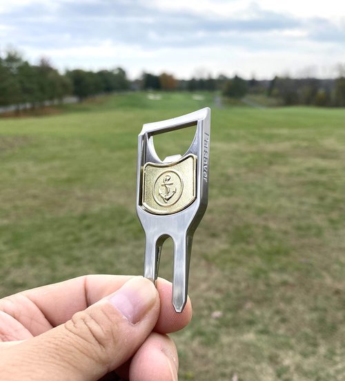 Parsaver Players Golf Divot Repair Tool - 6 in 1 Multi Purpose Tool - Divot Tool and Ball Marker Anchor Golf Ball Stencil Navy