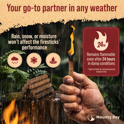 100 pcs Fire Starters for Campfires - Natural Fire Starters Sticks - Water Resistant & Odorless - All-Weather Charcoal Starter - for Indoor and Outdoor Use