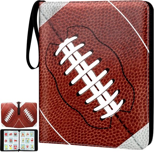 Elcoho Football Card Binder - 900 Pockets Trading Card Holder with Sleeves & 3 D-Ring Album