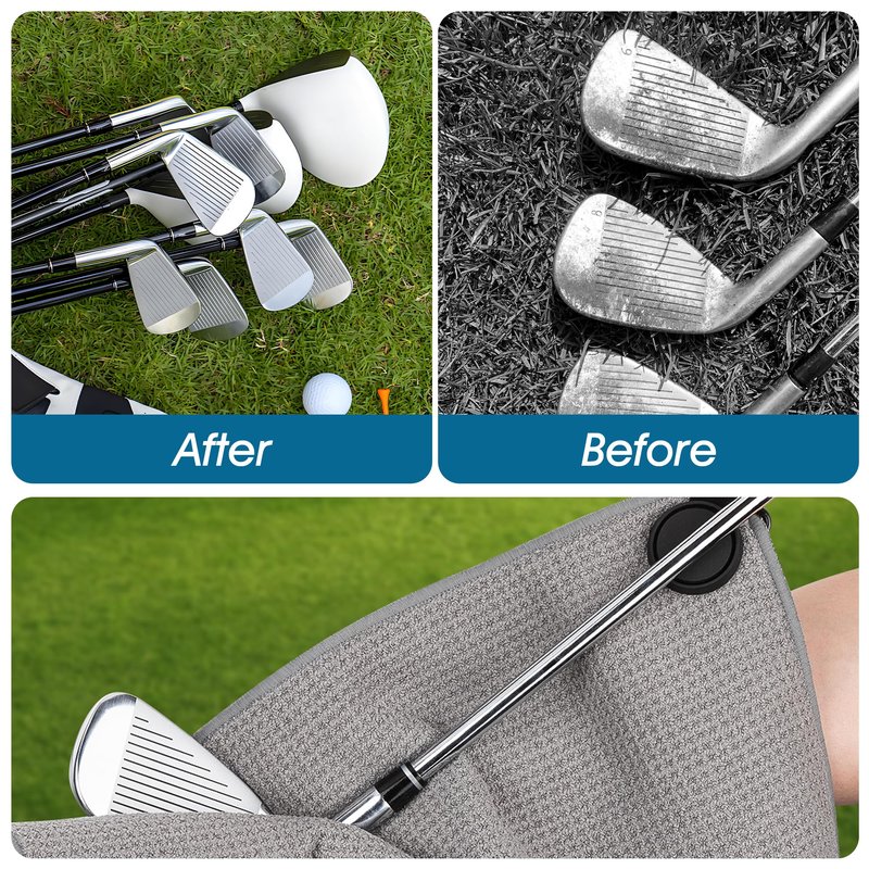 MOSTY Magnetic-Golf-Towel 2 Pack - Dual-Layer Waffle & Microfiber Golf Club Cleaning Towels with Strong Magnet for Golf Bags, Carts & Clubs - Premium Golf Accessories for Men & Women