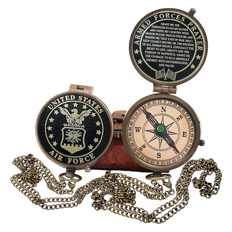 Air Force Gifts, U.S Air Force Military for Men and Women, Great Gifts for Air Force Compass with Leather case, United State Air Force Military Appreciation Gift Retirement Gifts