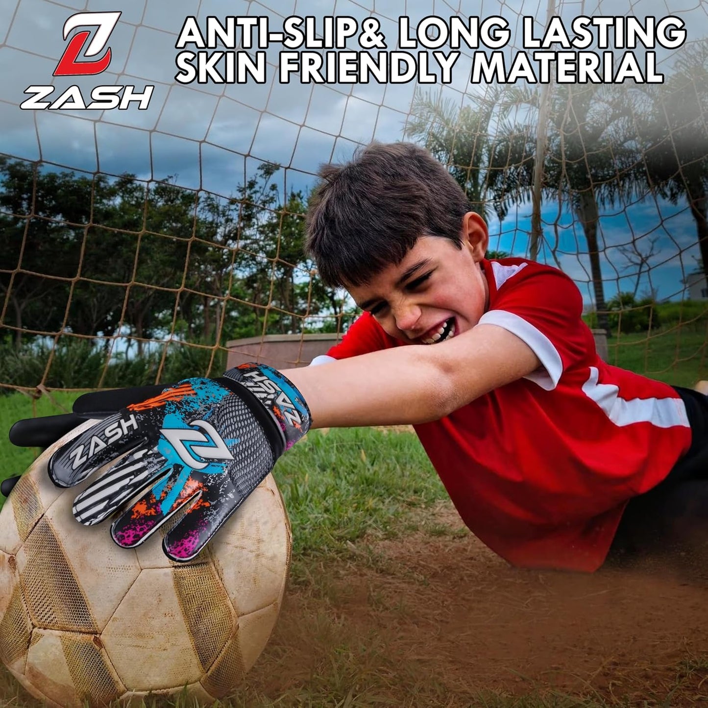 ZASH Soccer Goalie Gloves - Double Wrist Protection & 4-mm Latex Grip | Youth & Adult Sizes