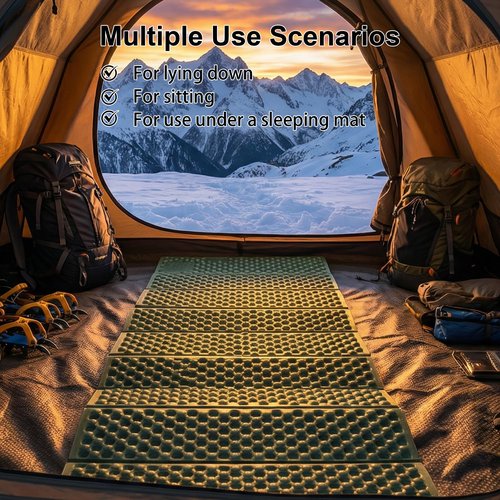 YIKI Closed Cell Foam Sleeping Pad for Camping, 72.8x22 inch, Ultralight Foldable Foam Sleeping Mat with Heat Reflective Layer, Waterproof Backpacking Pad for Hiking, Tent, Outdoor Use, Green