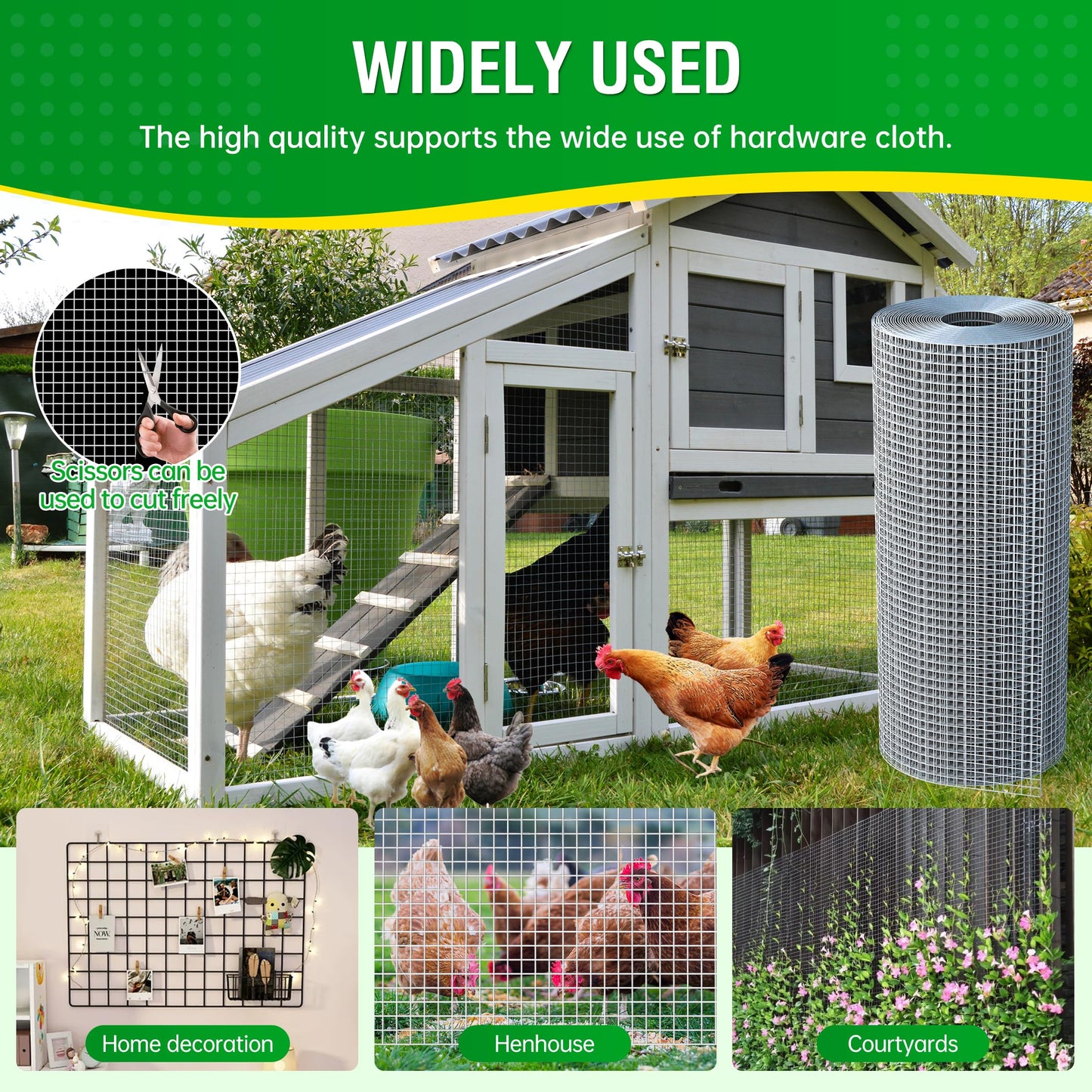 Dynabyte Hardware Cloth 1/2 inch 36 x 100 ft 19 Gauge Galvanized Welding WeldedChicken Wire Mesh Roll, Chicken Coops, Rabbit Hutches, Tree Guard, Garden Wire Fencing