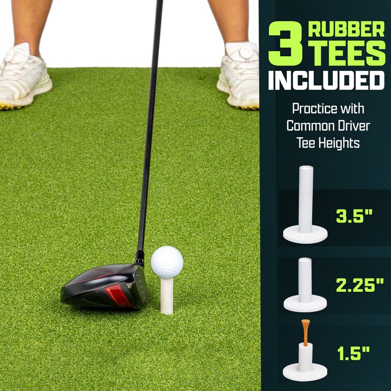 GoSports Golf Hitting Mat - Elite 5 x 3 ft - 5 mm Artificial Turf Training Mat for Indoor/Outdoor Swing Practice, Includes 3 Rubber Tees