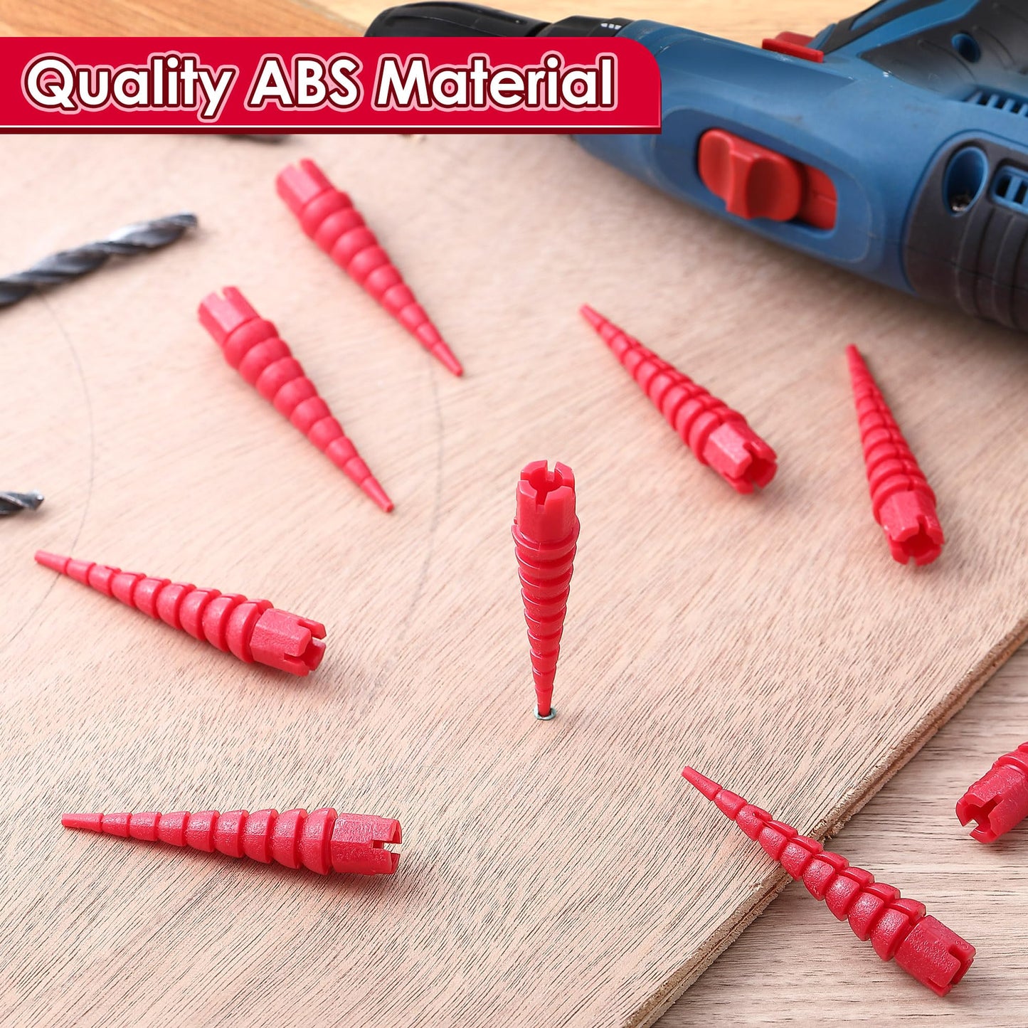 Gulfmew 15 Pcs Wood Anchor, Stripped Screw Hole Repair Kit for Wood, Door Hinge Screw Hole Repair Fits Screws Sizes #2 to #16, Red