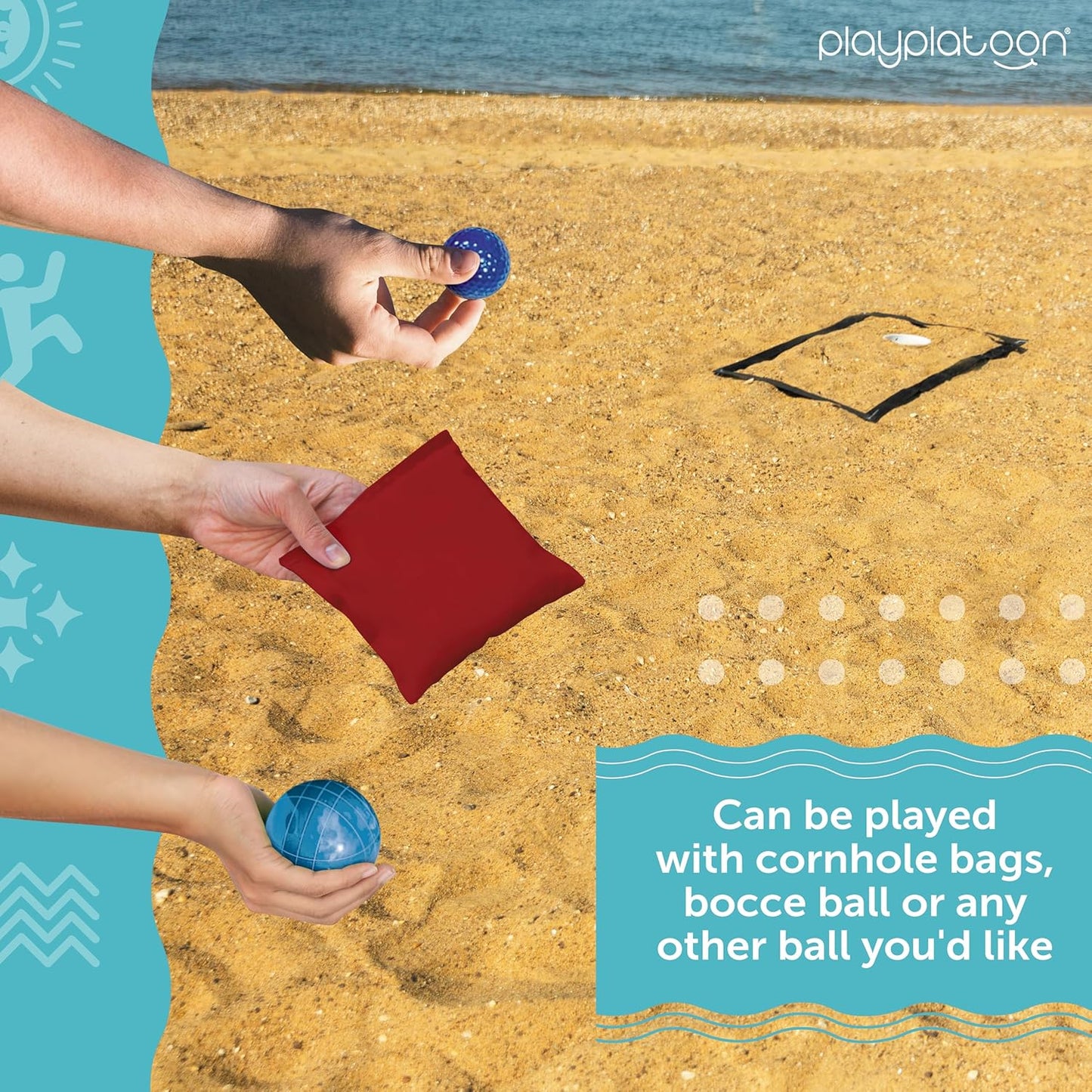 Play Platoon Beach Cornhole Toss Game - Fun for Adults & Kids | Includes Boards & Accessories for 2-4 Players