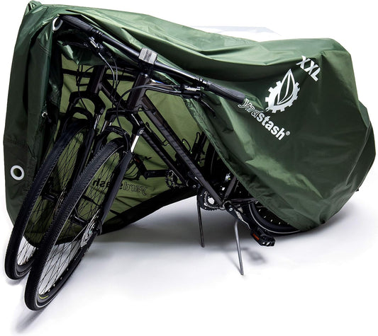 YardStash Bike Cover - XXL Waterproof & Weatherproof Reflective Bicycle Storage - Green