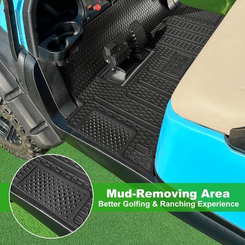 10L0L Golf-Cart-Full-Coverage-Floor-Mat for Club Car Precedent (2004-2023), Onward & Tempo (2017-2023), Villager & V4L (2019-2023), Durable Waterproof Rubber Liner, OEM Fit Club Car Accessories