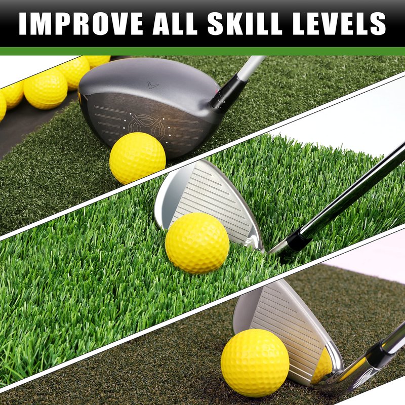 CHAMPKEY 19" x 27.5" Tri-Turf Golf Hitting Mat with Ball Tray | Solid Adhesive Technology Golf Practice Mat | High Durability and Stability Golf Mat