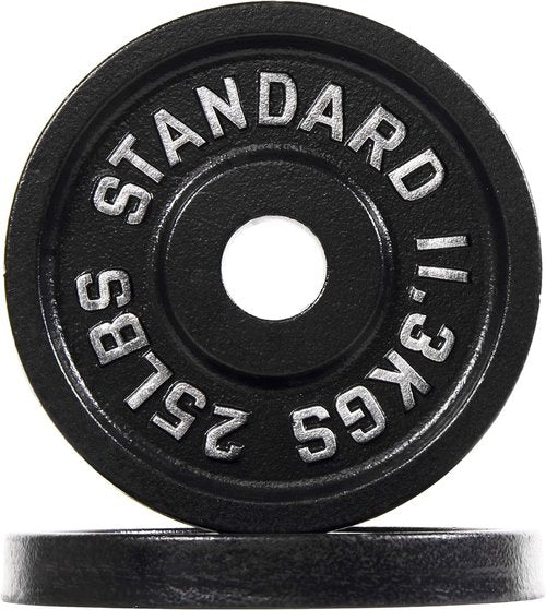 Fitvids Olympic Weight Plates - 2-Inch Cast Iron for Strength Training | Vintage Style, 25LB Pair