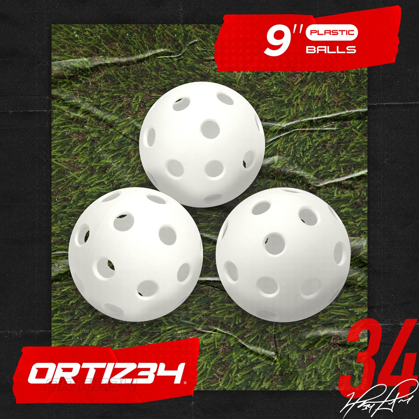 Ortiz34 Bat & Ball Set - Graffiti Plastic Bat & Ball Homerun Set- David Ortiz Backyard Baseball Set for Youth, Kids, Teenagers, Adults (2 Pack Bat & Ball Set, Blue/Volt)