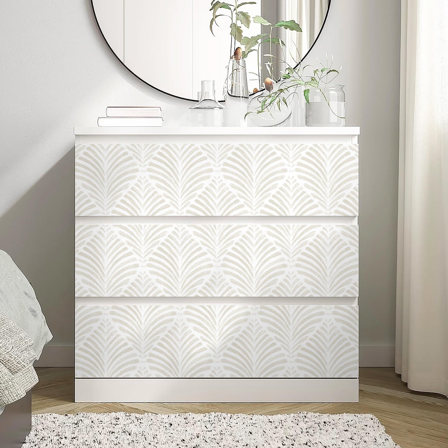 Safiyya Peel and Stick Wallpaper Boho Contact Paper 17.3"x78.7" Beige Modern Wall Paper Self Adhesive Removable Wallpaper for Bedroom Vinyl Rolls