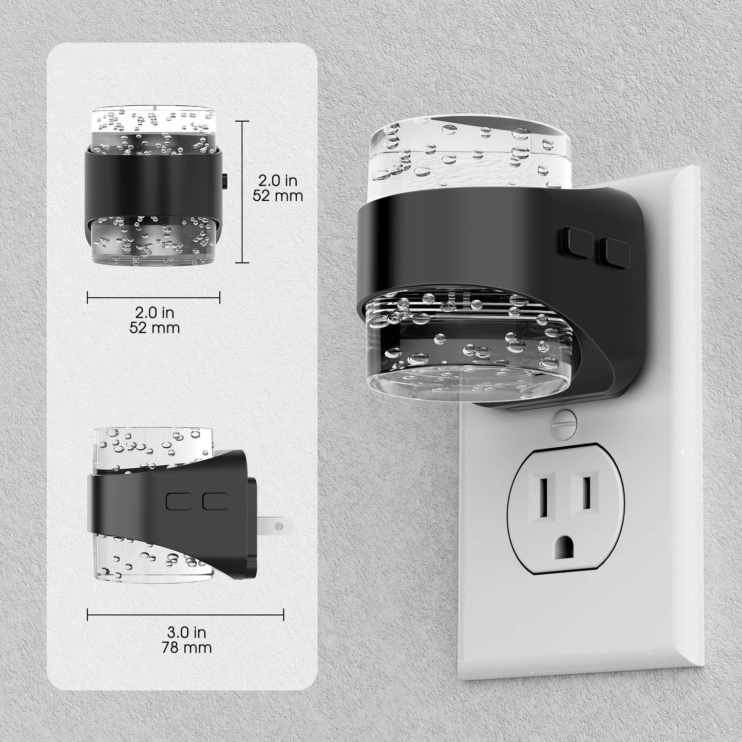 Briignite LED Night Light Plug into Wall[2 Pack] Dimmable Night Light with Bubble Design 3000K/4000K/5000K & 3 Brightness Levels for Baby Nursery, Hallway, Bathroom, Kids Room, 3CCT