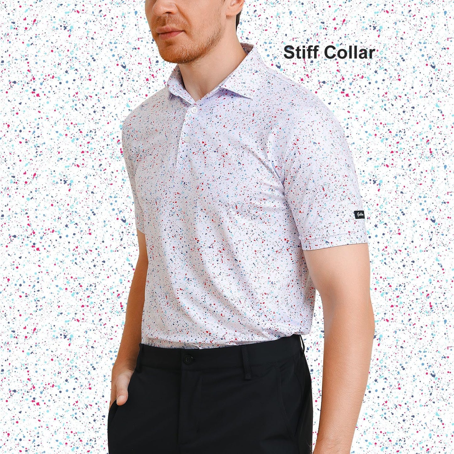 Skiennix Men's Golf Polo - Short Sleeve Dry Fit Performance Shirt | Moisture-Wicking Casual Print