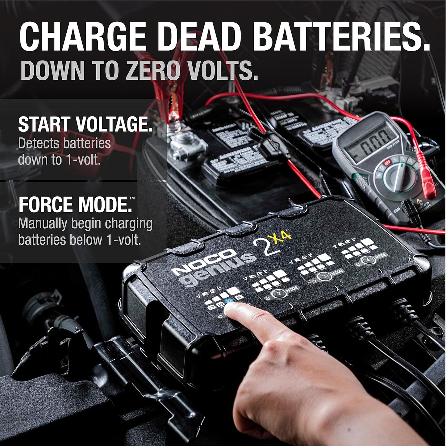 NOCO GENIUS2X4 Smart Battery Charger - 8A 4-Bank Automatic Maintainer for 6V/12V Lead-Acid & Lithium