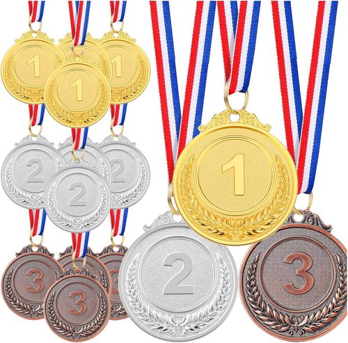 Gold, Silver & Bronze Medals by [Brand Name] - 15Pcs Award Medals for Competitions & Celebrations