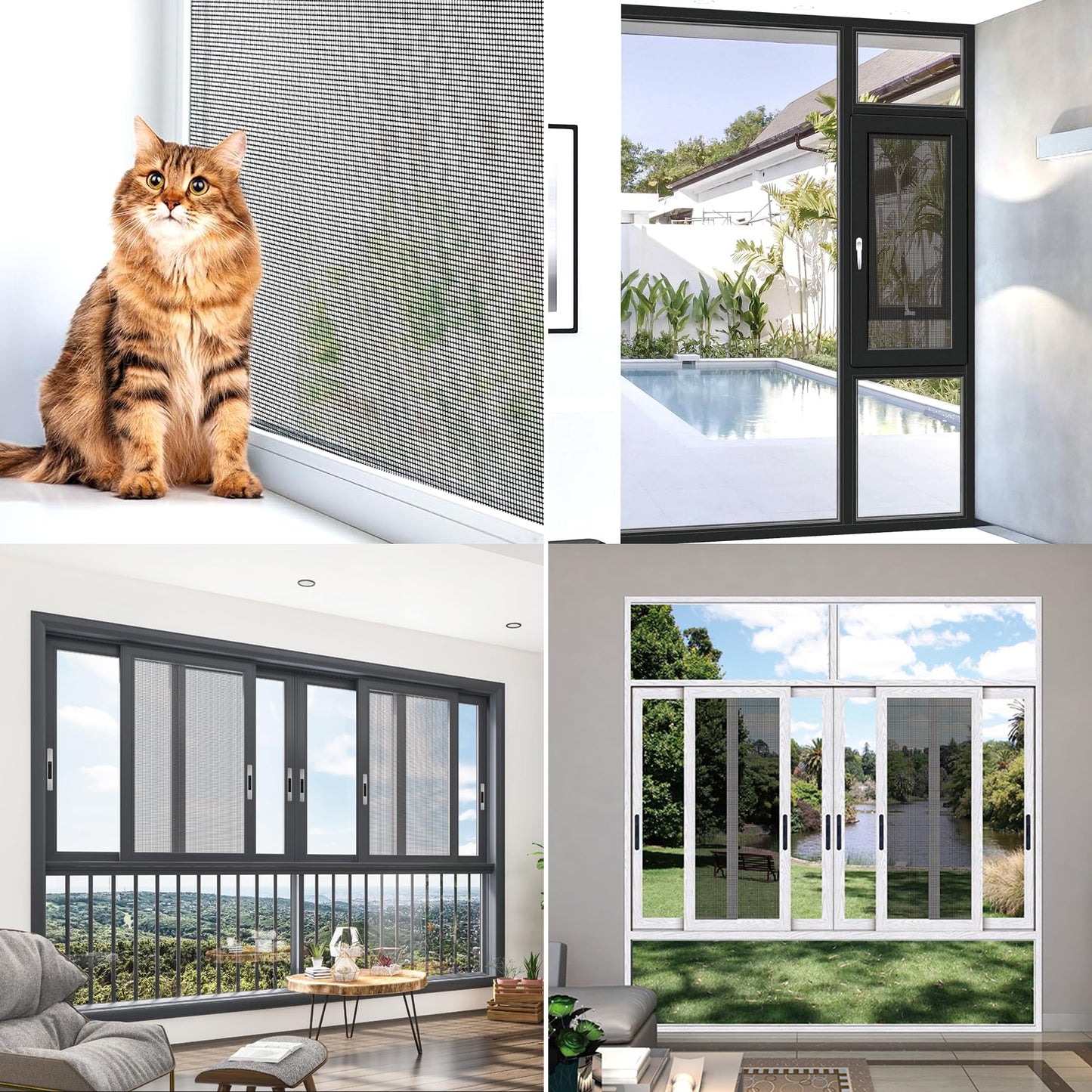 Moyios Window Screen Spline 0.137in*100ft Window Screen Repair Tool, Window Screen Retainer Spline, Black, Round