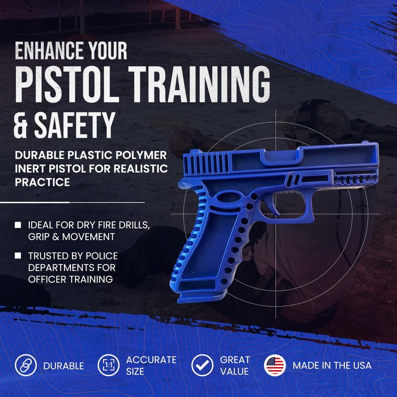 Durable Plastic Polymer Training Pistol - Lightweight Realistic Training Gun for Safe Dry Fire Drills, Draw, Grip, Movement - Compatible with Glock 19 & 23 - Fits WML, IWB & Safariland ALS Holster