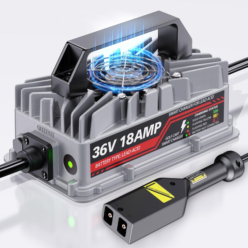 18 Amp 36 Volt Golf Cart Battery Charger for EZGO TXT - D-Style Plug, Smart Charger for Lead-Acid Batteries, IP67 Waterproof, Multi-Protection, Unique Design (Silver)