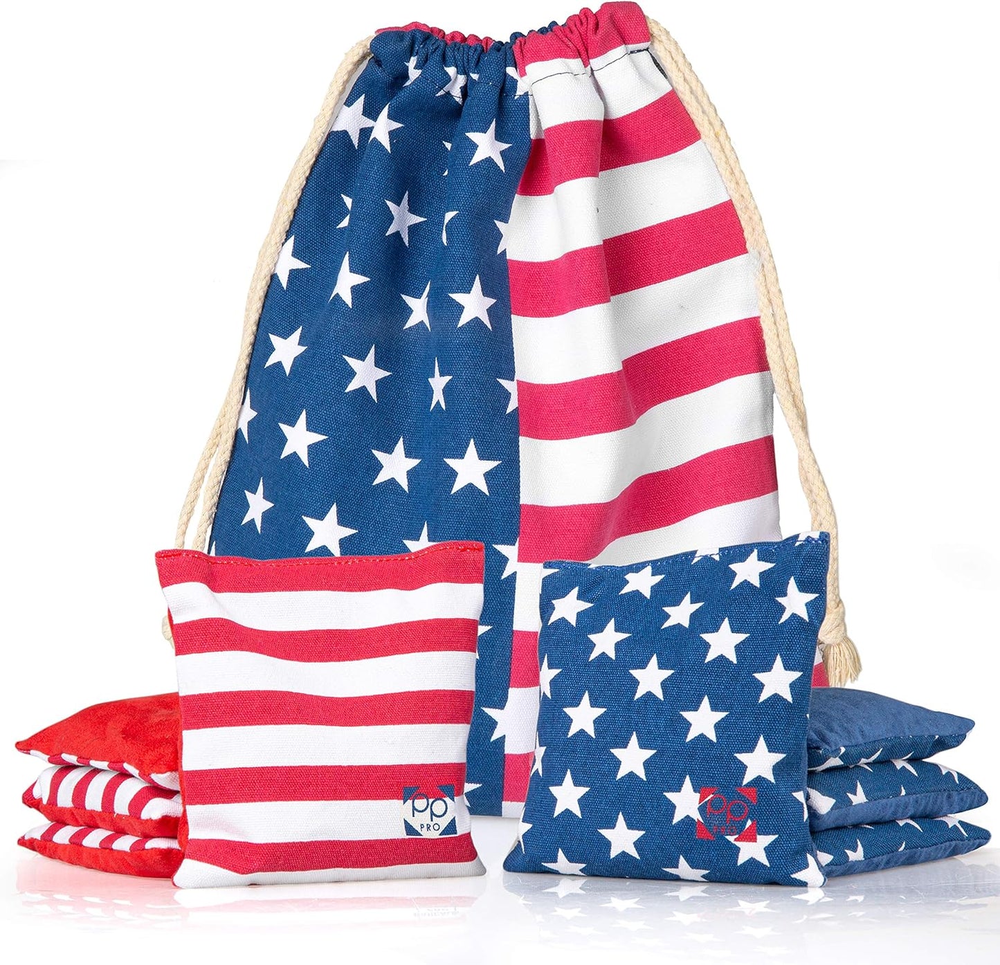 Skiennix Professional Cornhole Bags - Set of 8 Regulation All-Weather Double-Sided Bean Bags | Sticky & Slick Design