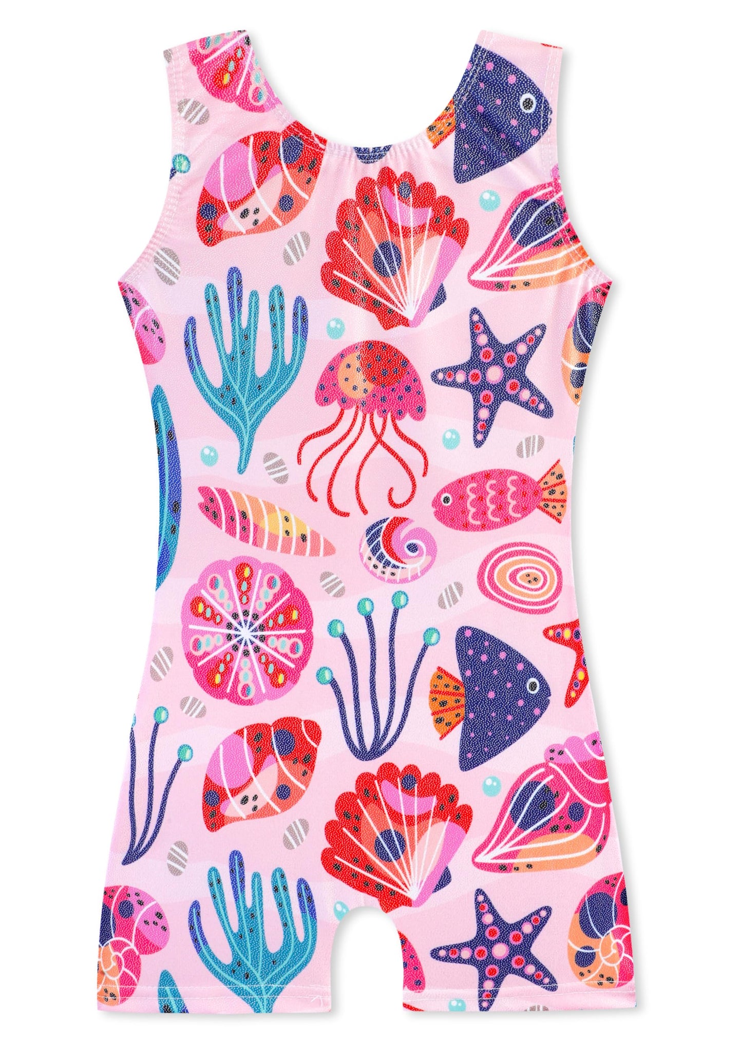 HOZIY Leotards for Toddler Girls Gymnastics 5t 4t Kids Orange Colorful Shell Seaweed Starfish Octupus Sea Underwater World Gymnastic Biketard Outfit Clothing Sparkle
