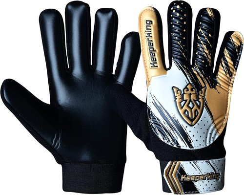 Keeperking Soccer Goalie Gloves - Youth Football Gloves with Double Wrist Protection & 4mm Anti-Slip Palm