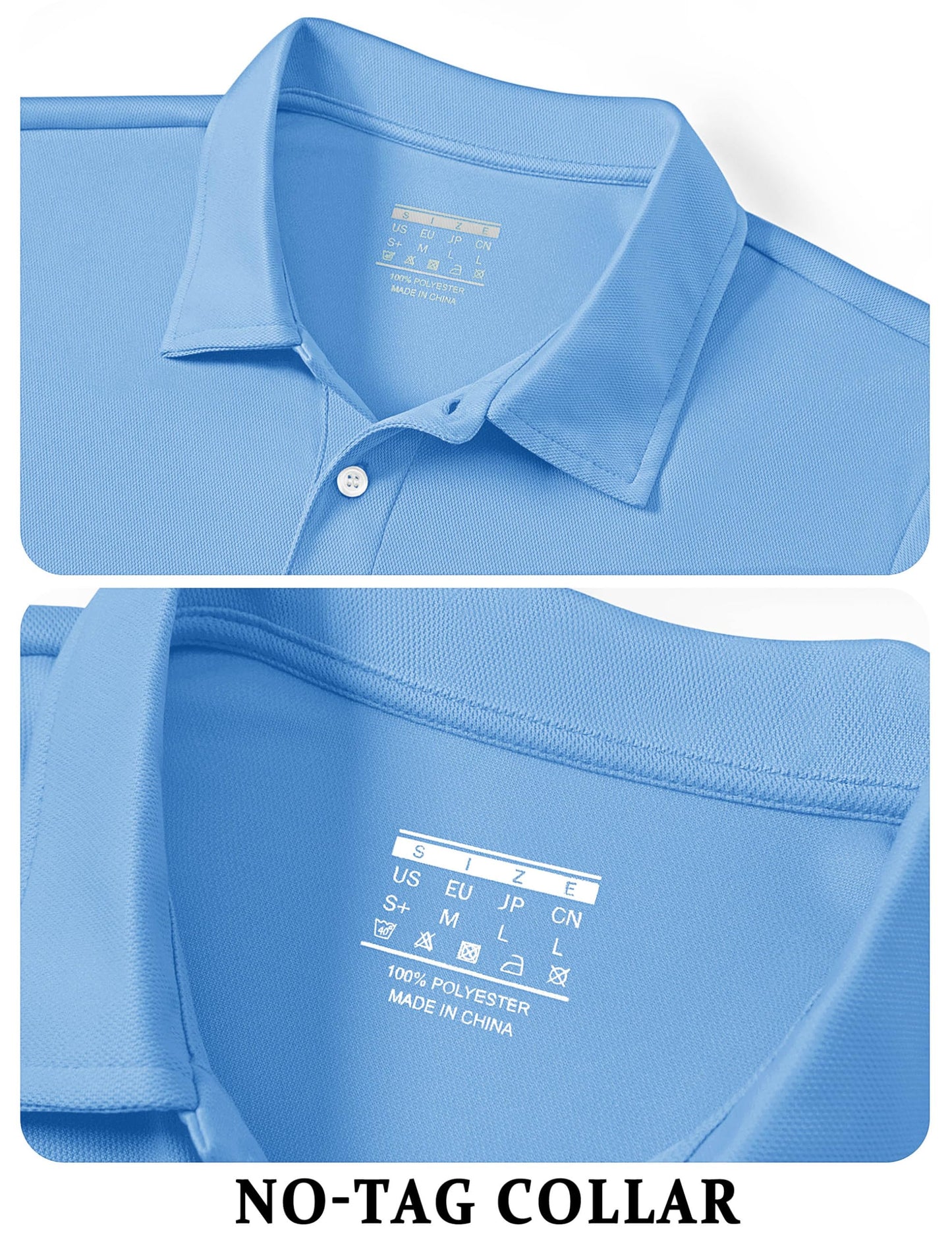 TACVASEN Mens Golf Shirt Dry Fit Mens Polo Shirts Short Sleeve Performance Golf Polos for Men with Collar Work Shirts Sky Blue, S