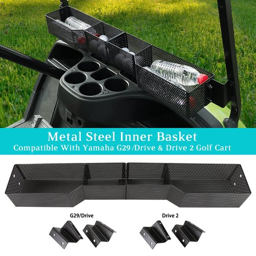 10L0L Golf Cart Front Basket for Yamaha G29/Drive & Drive 2, Dash Storage Box Metal Mesh Tray Organizer