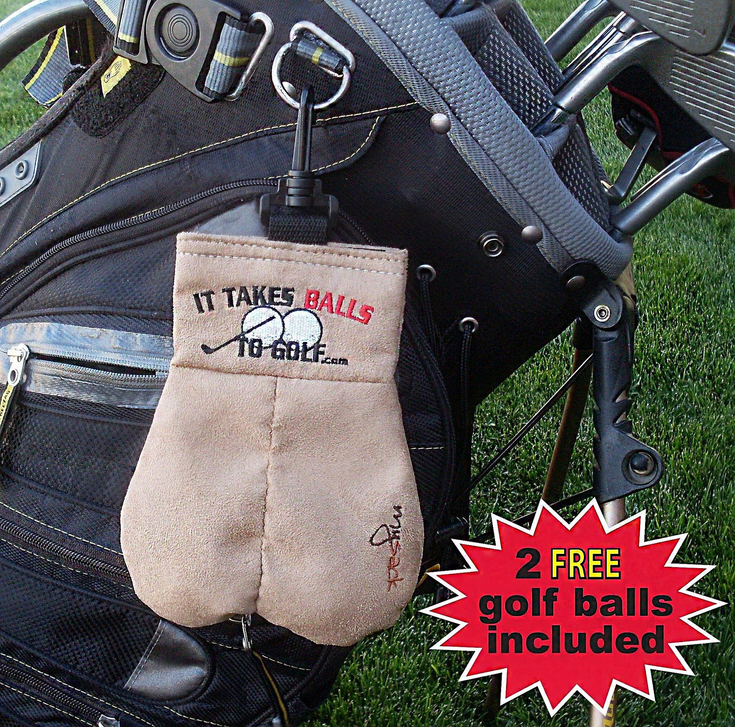 MY SACK Premium Golf Ball Storage Bag - Funny Golf Accessory Organizer for Men, Perfect Humorous Golf Gifts with Ultra-Suede Material and Reinforced Stitching, Includes 2 Golf Balls