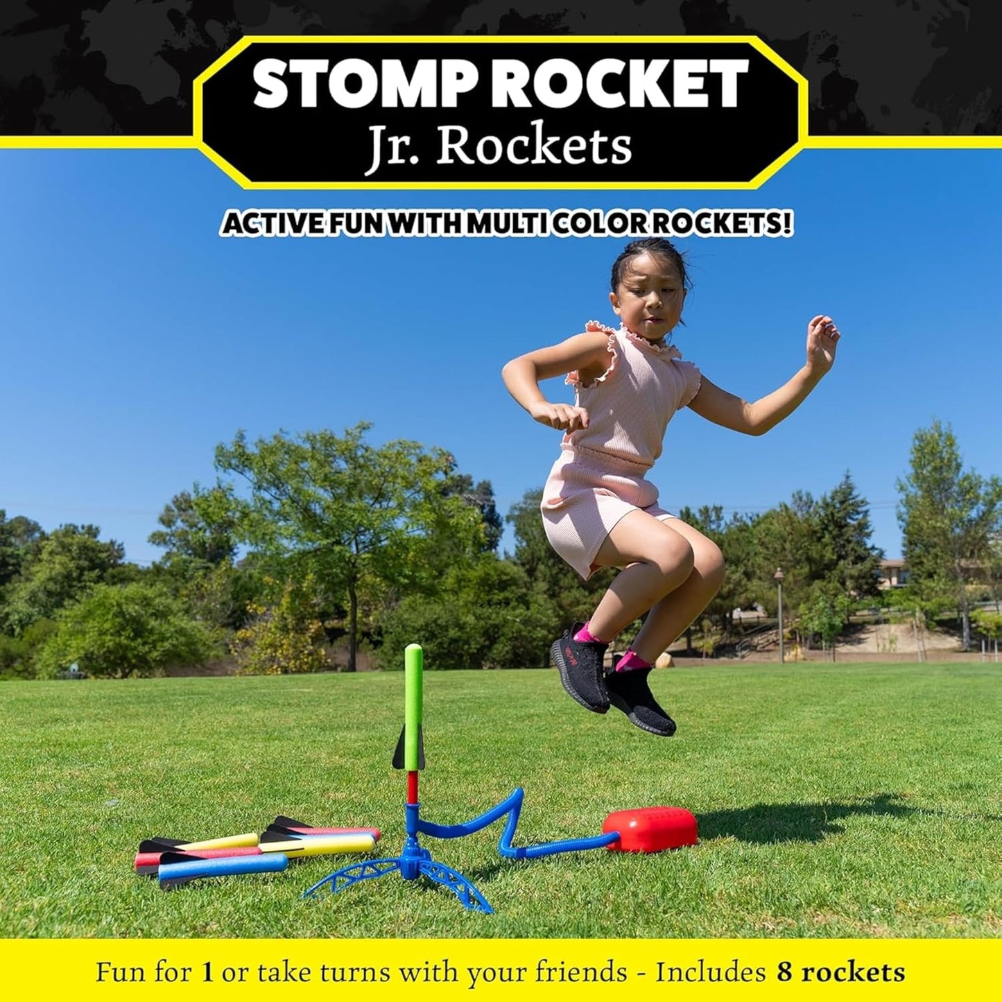 Stomp Rocket Jr. Multi-Color Rocket Launcher - Fun Outdoor STEM Toy for Kids | Soars Up to 100 Feet, Ages 3+