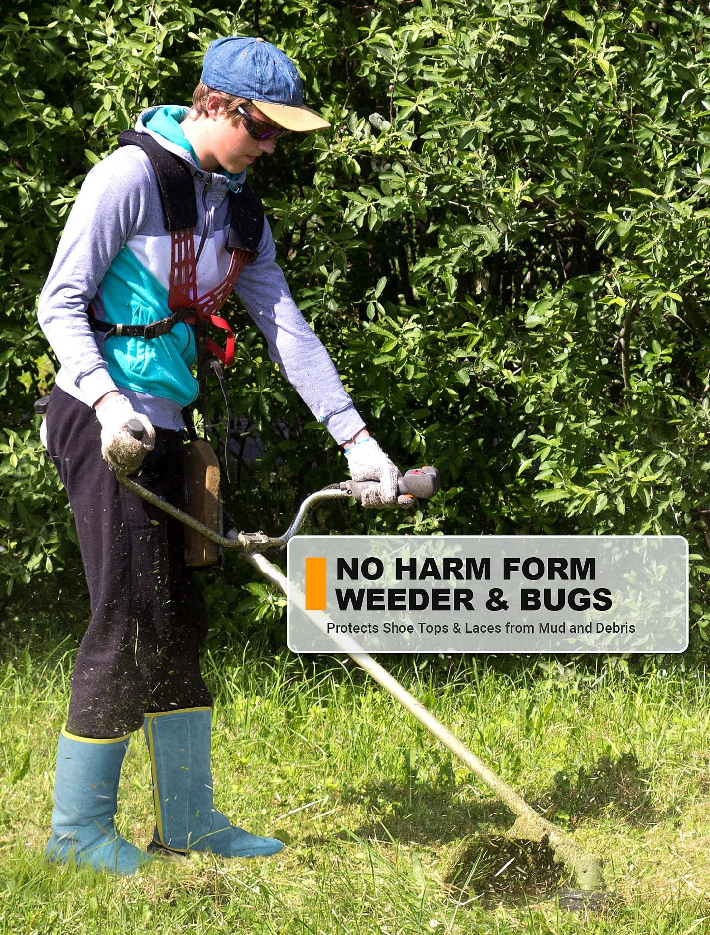 SARDVISA Leg Chaps with Shoes Cover, Weed Eater Shin Gaiters for Garden Weeding, Universal Mowing Protective Accessories Fits Men & Women for Lawn Care, Weeding & Trimming