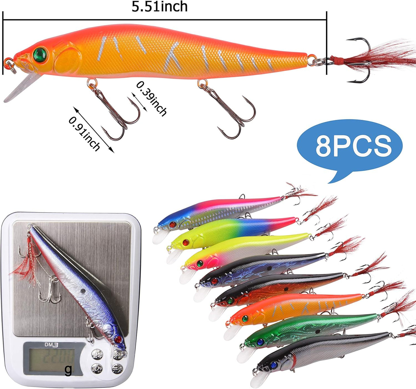 Skiennix Fishing Lures Kit - Crankbait Minnow Set for Bass & Trout | Deep Diving Jerkbait & Swimbait