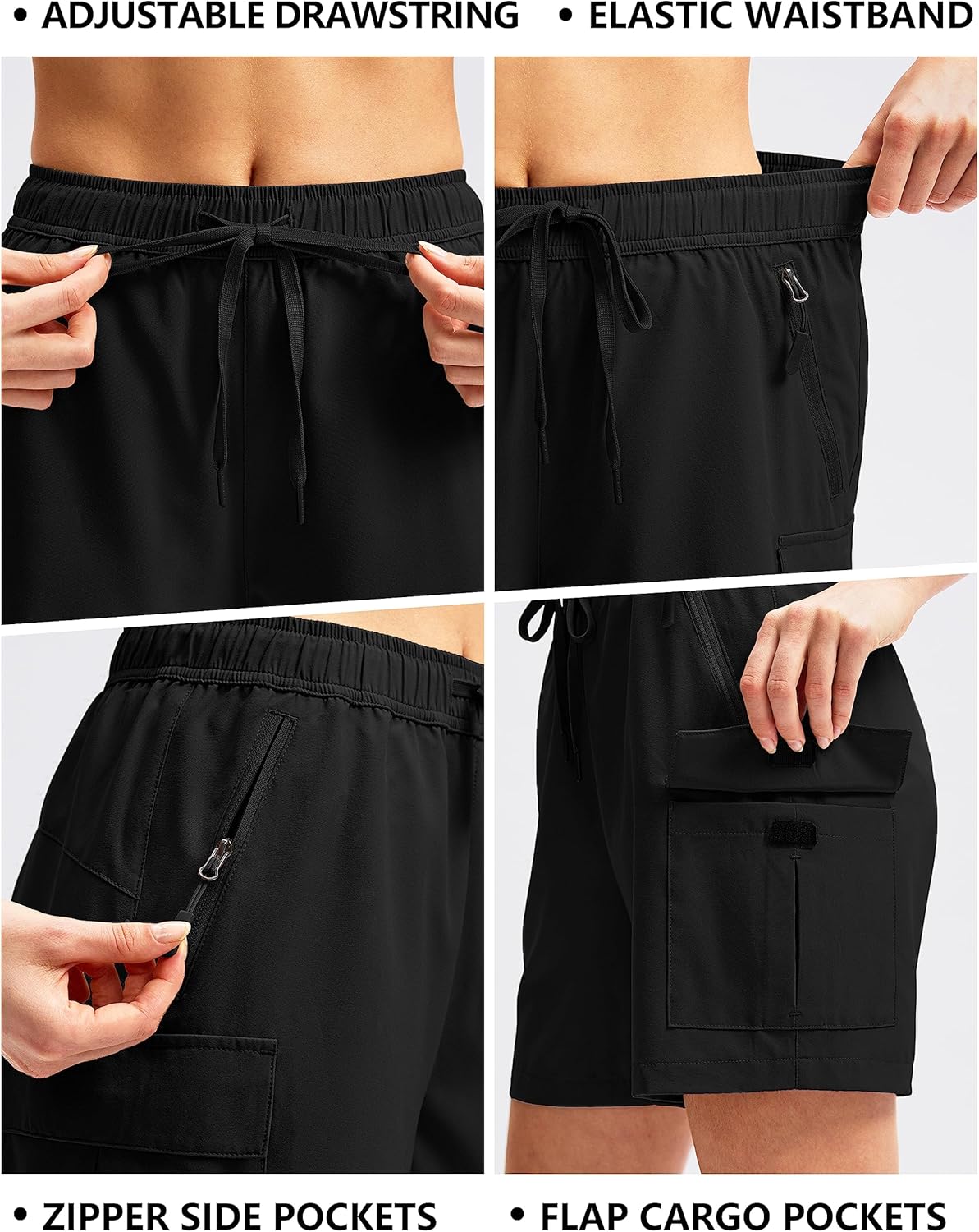 SANTINY Women's Hiking Cargo Shorts - Quick Dry Lightweight Summer Shorts with Zipper Pockets | 5''/7''/9'' Sizes