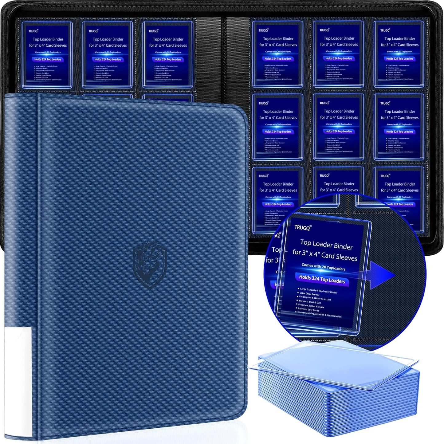 Ridge Toploader Binder - Holds 324 Toploaders | Waterproof PU Leather + Anti-Yellowing Inserts | Portable Card Organizer