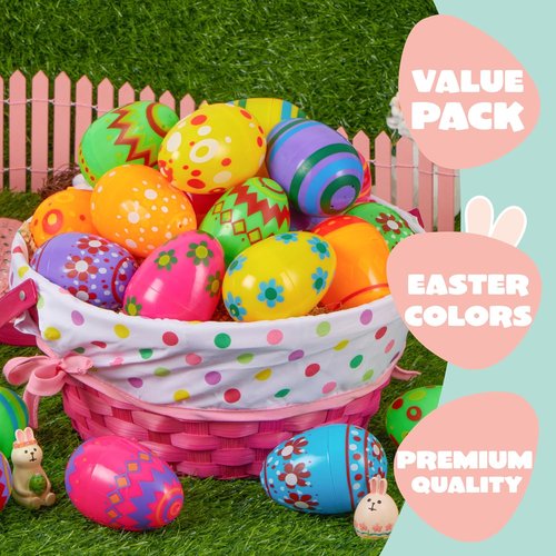 JOYIN Colorful Fillable Plastic Eggs - 3.15 Inch Bulk Set for Easter Hunts | 30 Pcs Party Favors