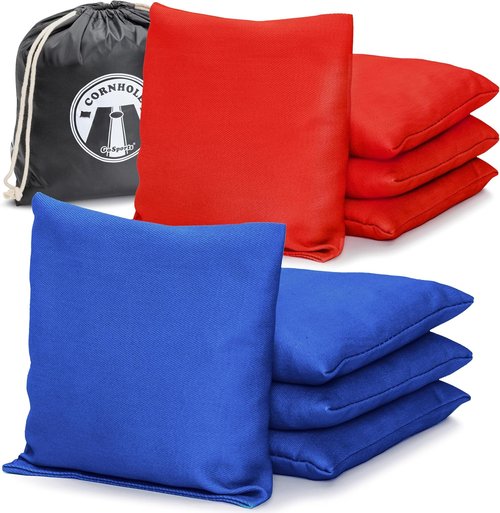 GoSports Official Regulation Cornhole Bean Bags Set of 8 - All-Weather Fun with American Stars and Stripes or Red and Blue