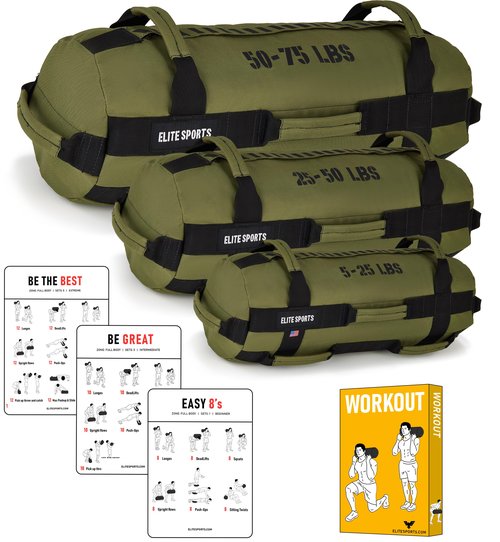 Elite Sports Workout Sandbag for Versatile, Intensive Core Muscles Fitness, Strength Training with Strategic Handle Placement (Unfilled)