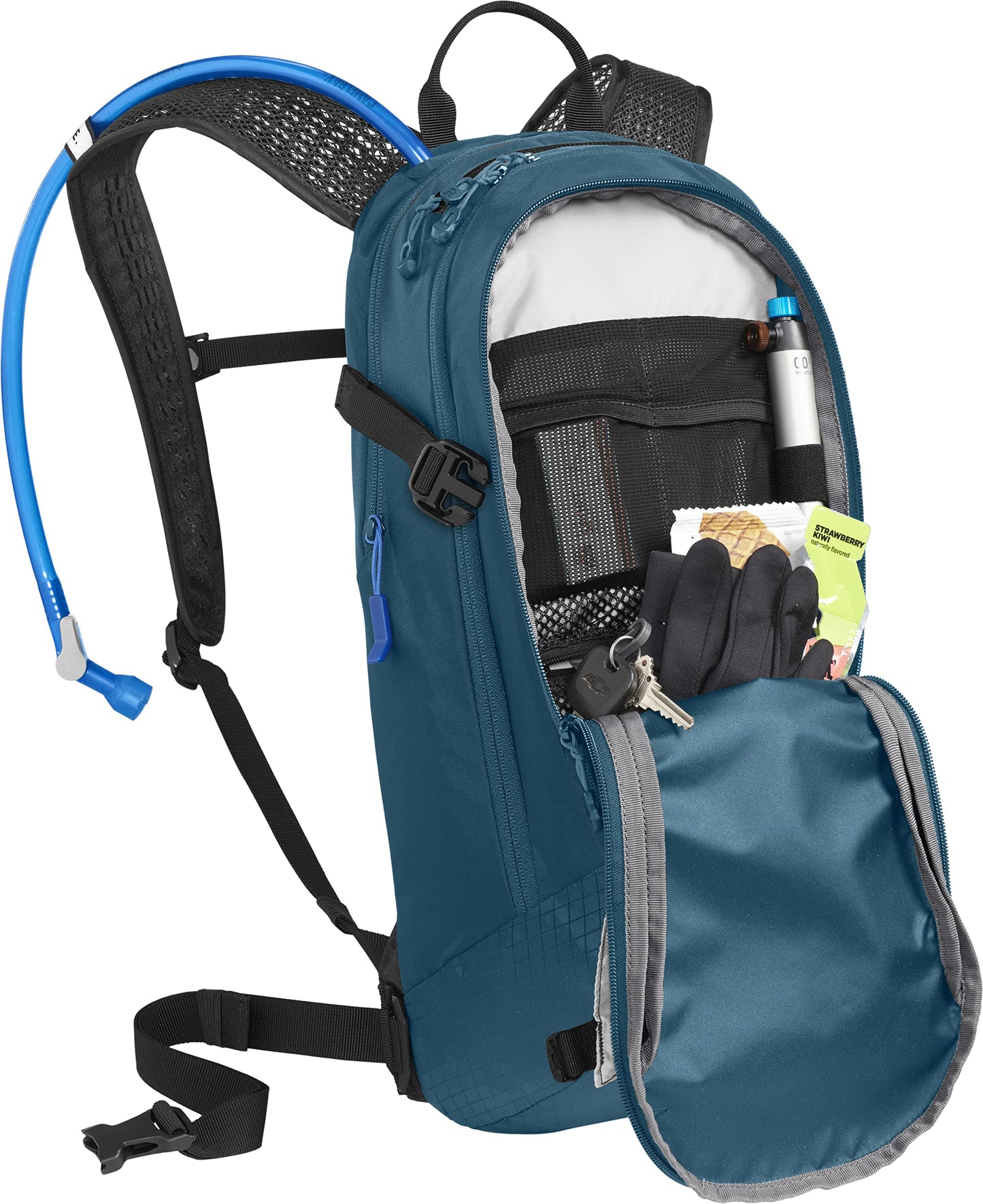 CamelBak M.U.L.E. 12 Mountain Bike Hydration Pack with 100oz Crux Reservoir, All Day Cooling and Smart Storage for Trail Riding, Moroccan Blue/Black