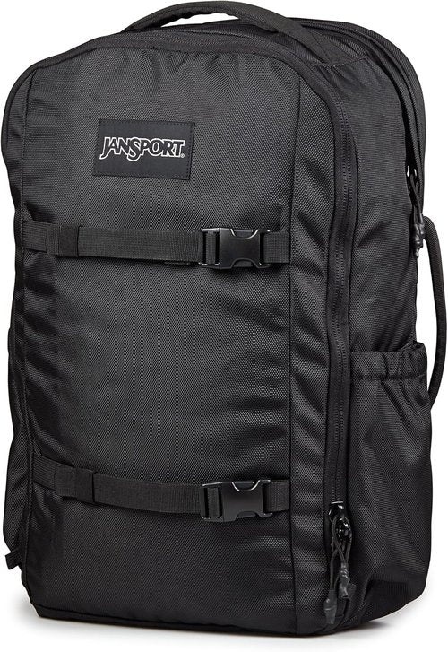 JanSport Venture Pack - Versatile Travel Backpack with Large Compartment, Compression Straps & Dual Water Bottle Pockets, Black