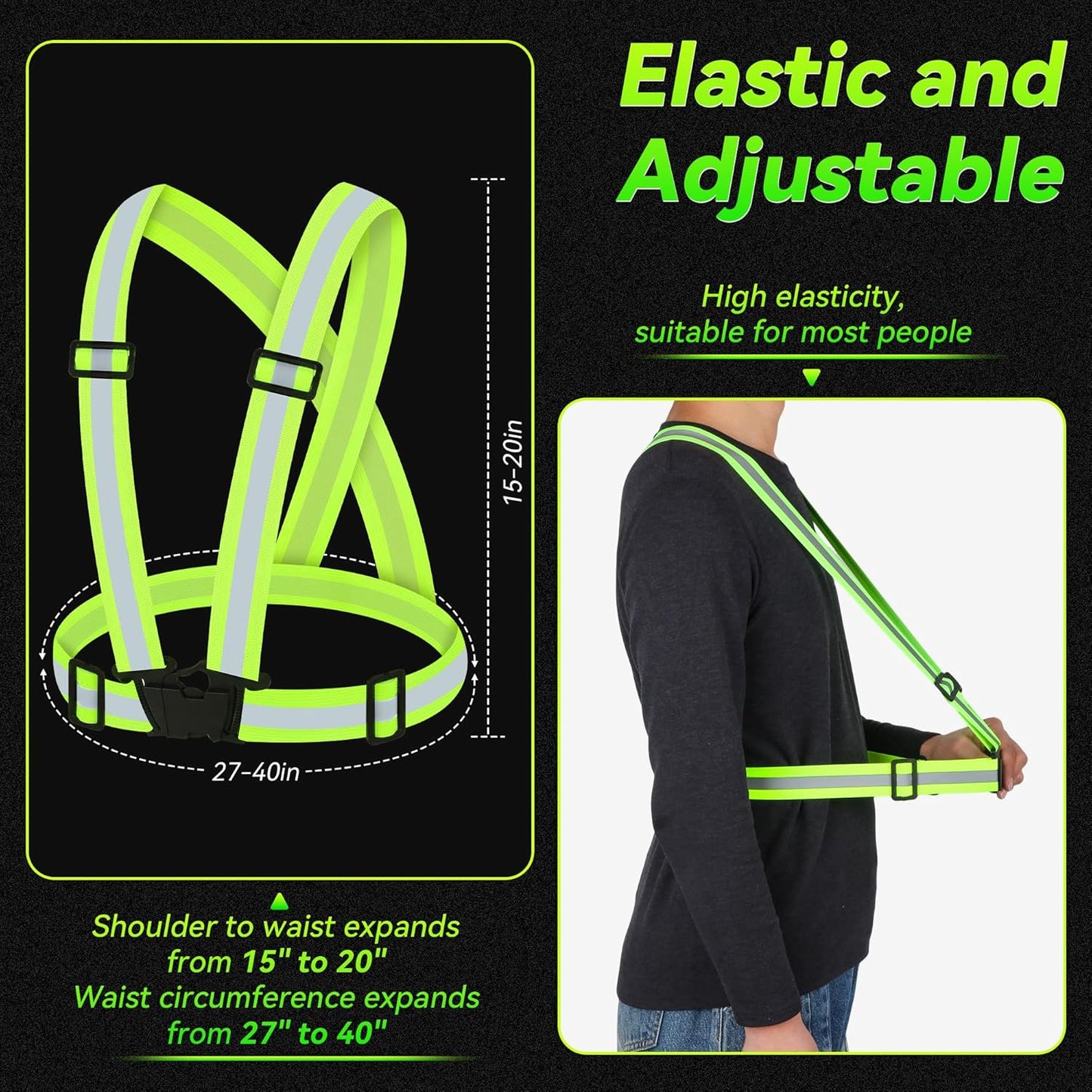 Skiennix Reflective Vest | High Visibility Adjustable Safety Gear for Running, Hiking, Dog Walking