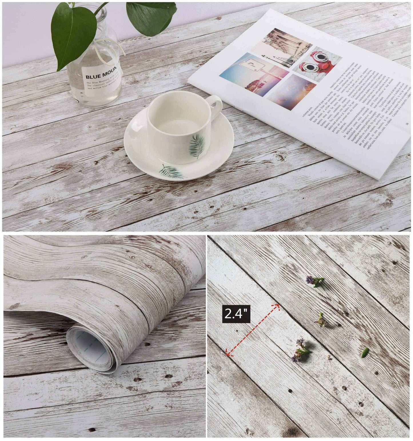 Heroad Contact Paper Peel and Stick Wallpaper Wood Grain Contact Paper for Cabinets Countertop Waterproof Removable Wallpaper Self Adhesive Decorative Shiplap Papel Tapiz para Pared 11.8''x276''