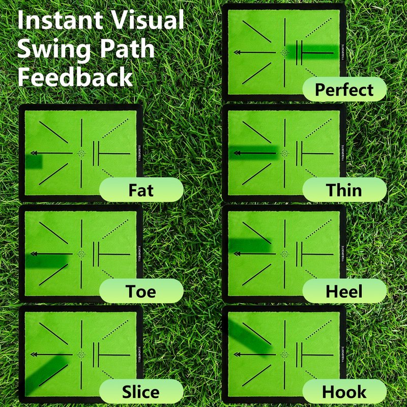 Golf Hitting Mat Indoor, Golf Practice Mat Outdoor, Chipping Training Mats – Replaceable Pad with Instant Swing Path Feedback for Backyard Driving Garden - 13" x 17"