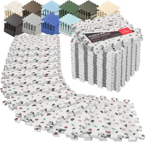 Bemaxx Gym Mats Set - 18 Pcs EVA Interlocking Foam Tiles | 18 Sqft Protective Flooring for Home Workouts