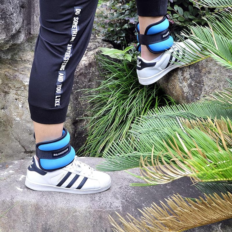 Signature Fitness Fully Adjustable Ankle Wrist Arm Leg Weights, 2 lbs each (4-lb pair), Blue